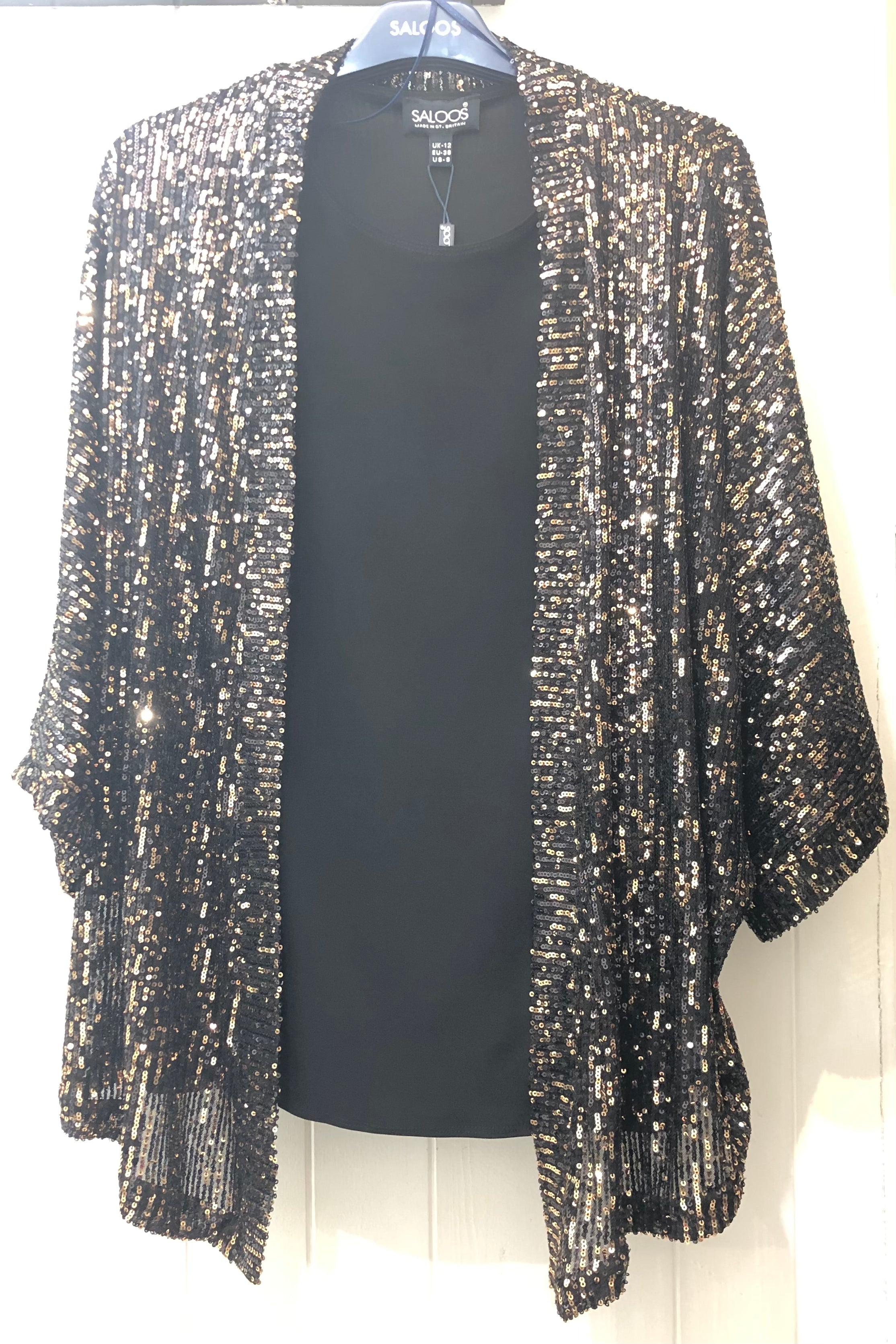 Black and store gold sequin cardigan