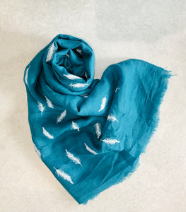 Embossed Feathers Scarf