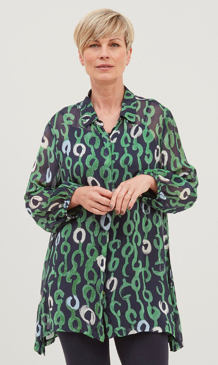 Chloe Tunic Shirt Knot Garden Print