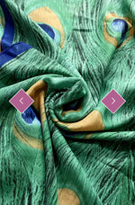 Peacock Feather Print Silk Scarf