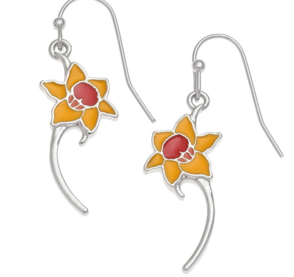 W0393 Enamel Painted Daffodil Earrings