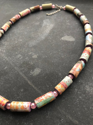 Paper Embossed Bead Necklace