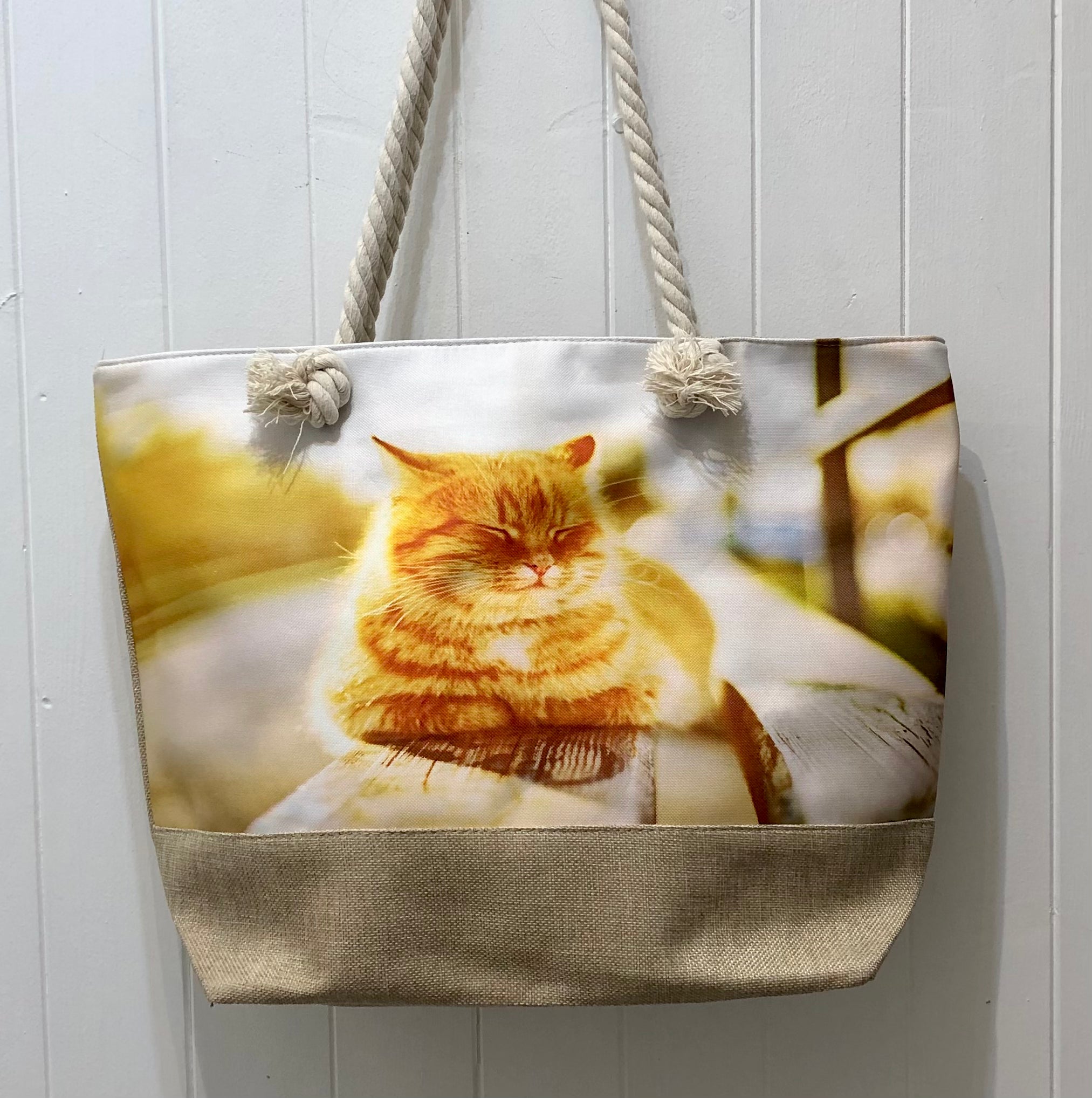 Cat Tote Bag with Rope Handles