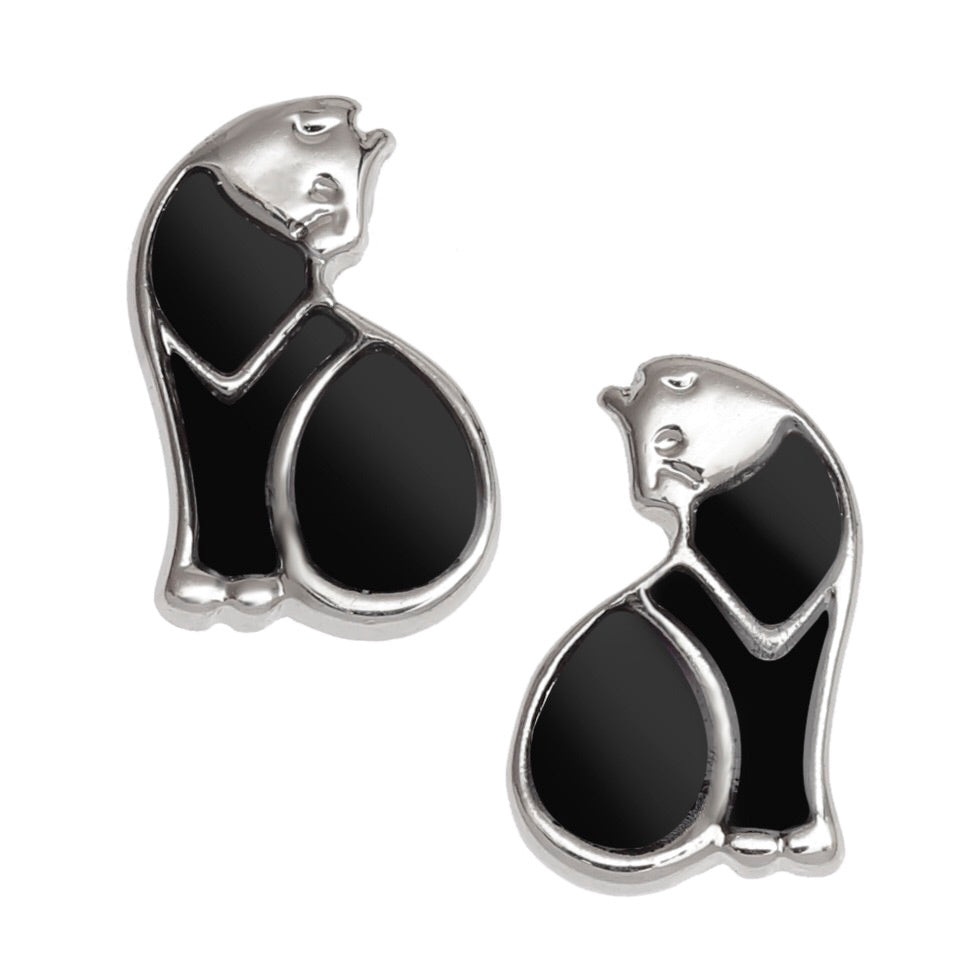 Black Epoxy Cat Earrings