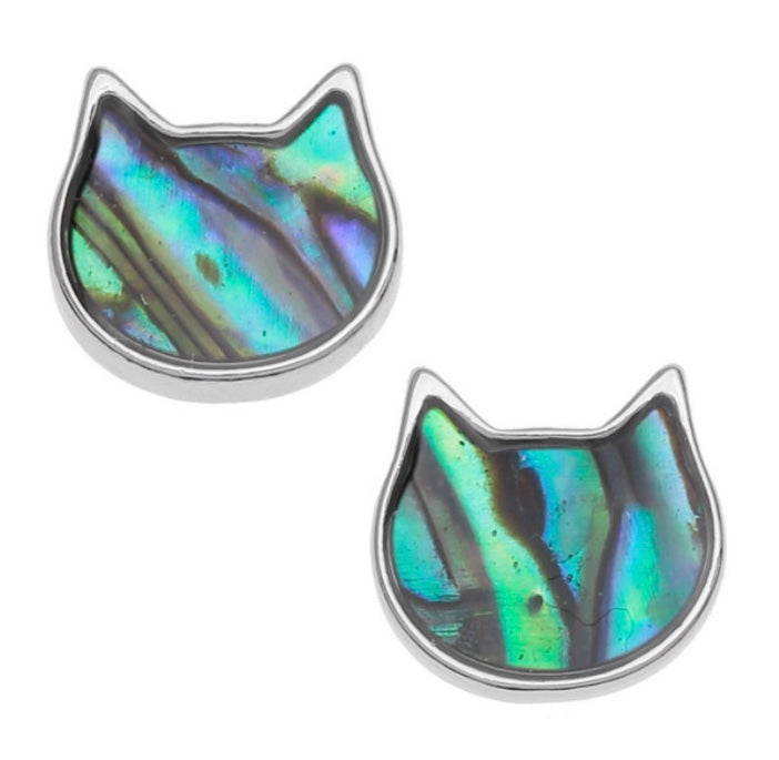 Paua Shell Cat Face Studs