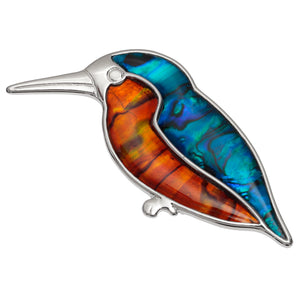Paua Shell Kingfisher Brooch