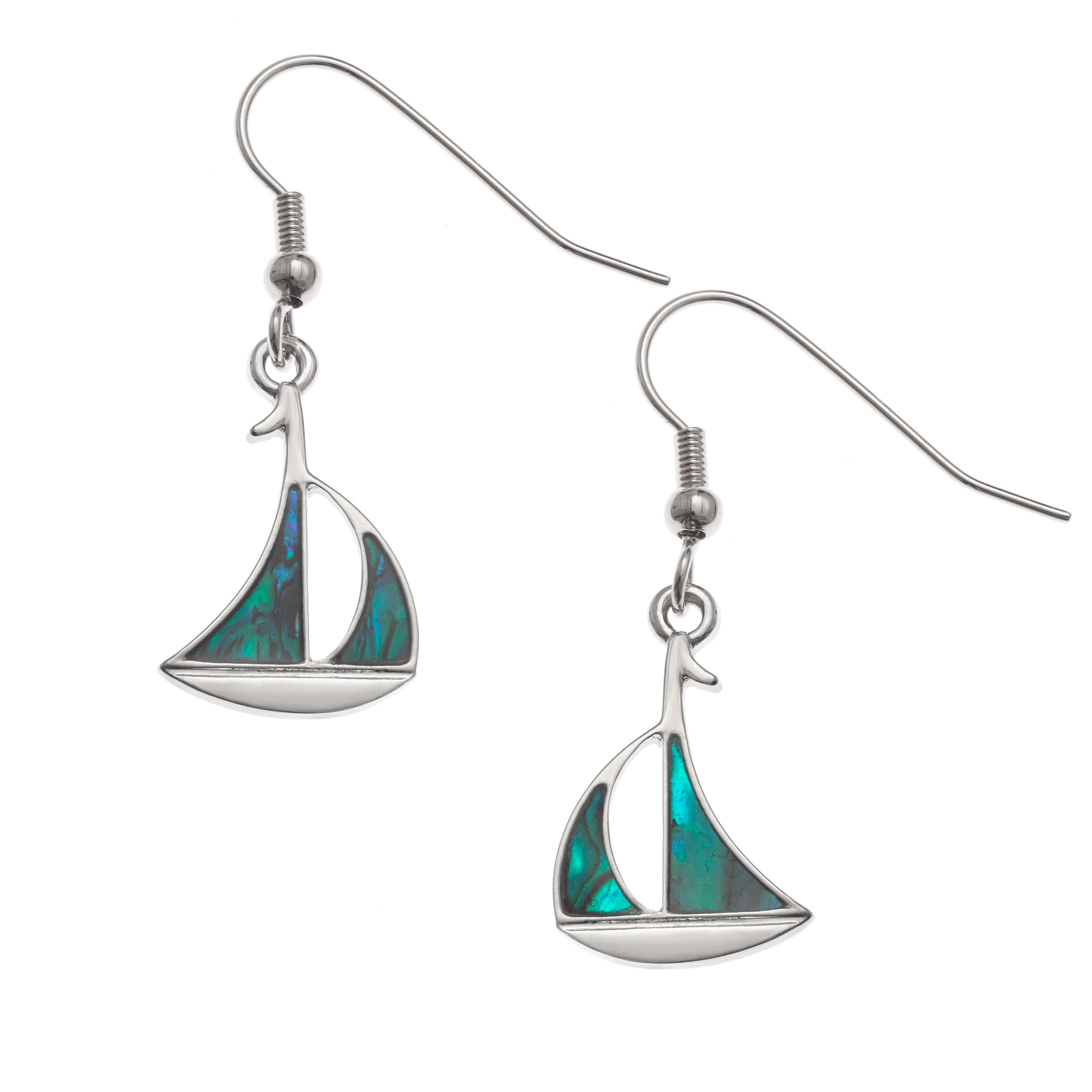 Tj450 Paua Shell Sailboat Earrings